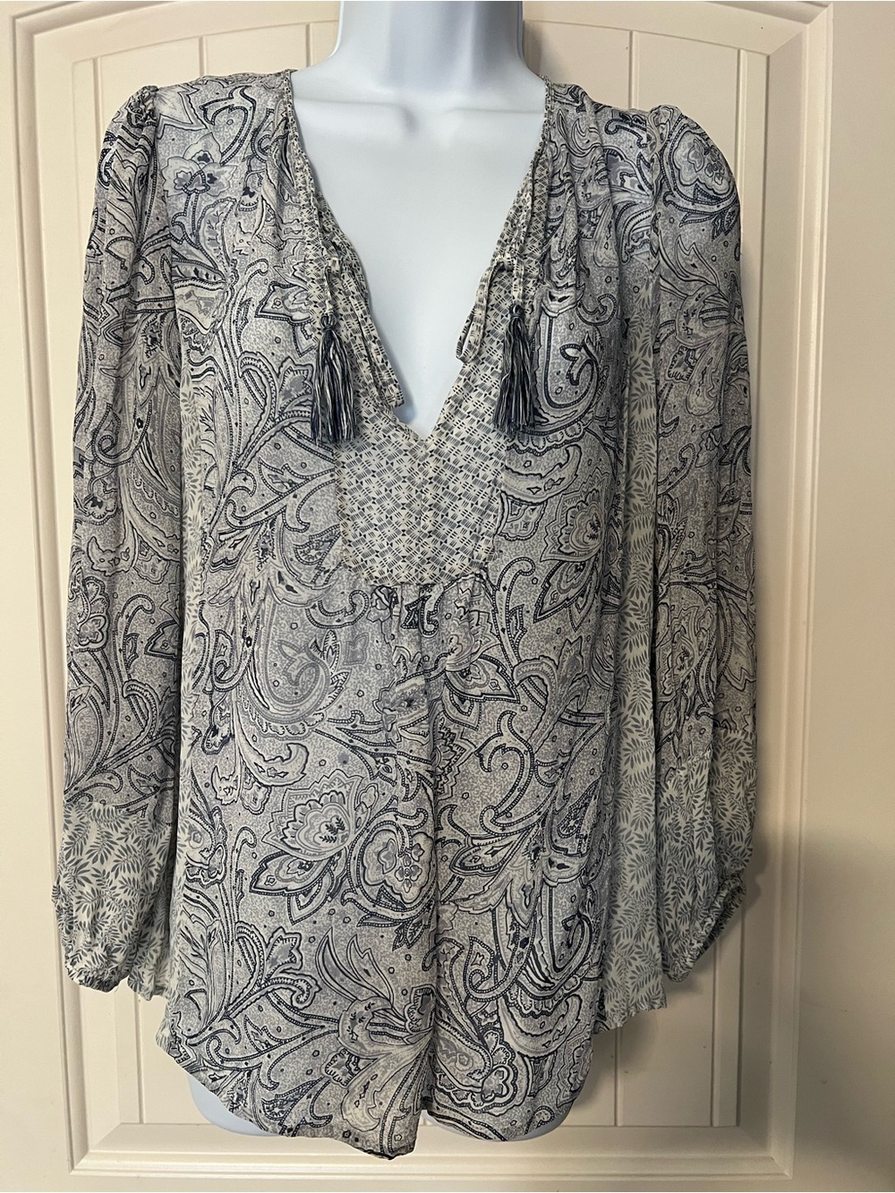 Joie paisley silk peasant blouse